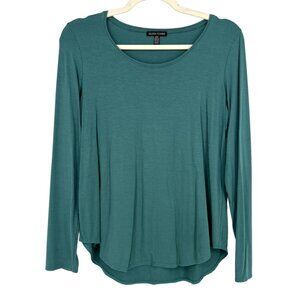 Eileen Fisher Round Hem Aqua Blue Green Long Sleeve Top Size Small
